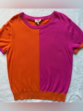 BiBi Orange & Fuchsia Short Sleeve Sweater